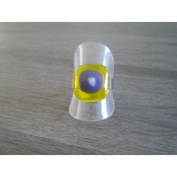 Ring glass fusing yellow and gray French creation
