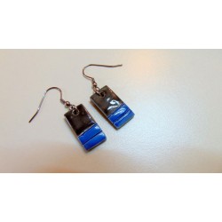 Boucles d'oreilles céramique bleu noir