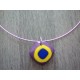 Pendentif en verre fusing violet, jaune et bleu création artisanale la Mothe Achard vendée