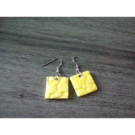 Boucles d'oreilles céramique jaune ronde