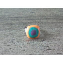 Fancy ring glass fusing orange turquoise purple stainless steel
