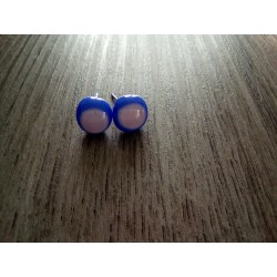 Boucles d'oreilles puce verre fusing bleu violet