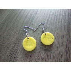 Yellow round ceramic fancy earrings