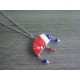 Collier céramique turquoise et blanc sur acier inoxydable