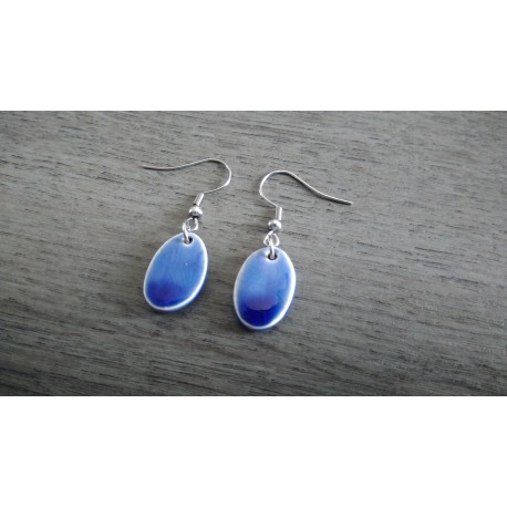 Boucles d'oreilles céramique bleu ovale