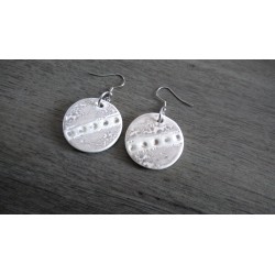 Grey and white ceramic earrings