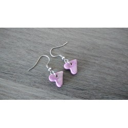 Fancy ceramic earrings pink purple heart