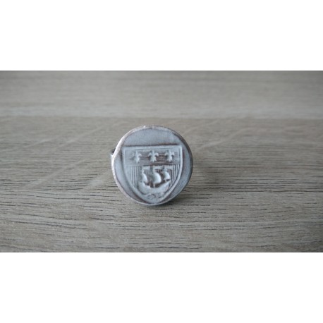 Bague blason grise faïence céramique acier inoxydable