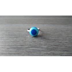 Ring glass fusing blue stainless steel creation