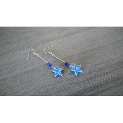 Blue star ceramic fancy earrings