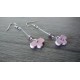 Boucles d'oreilles fantaisie céramique fleurs violettes