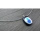 collier de verre fusing noir blanc et bleu