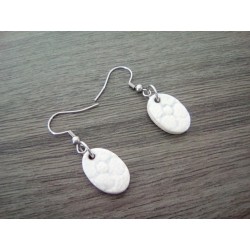 Grey and white oval ceramic earrings