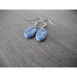 Oval-grey blue ceramic earrings