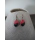 Jolies petites boucles d'oreilles de faïence céramique rose et noir