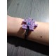 Bracelet violet puzzle faïence artisanale sur cuir noir et acier inoxydable made in france vendée