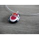 collier de verre fusing noir blanc et rouge