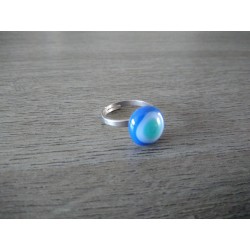 Bague verre fusing verte et bleue Julie and Co Créations