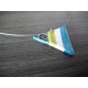 Collier céramique triangle turquoise jaune sur acier inoxydable