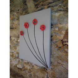 ceramic ceramic flower frame red black black stainless steel stainless steel on painted canvas made in vendée