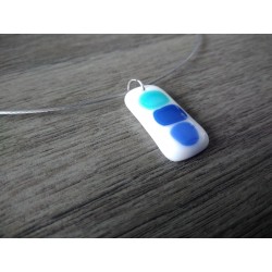 White and blue fusing glass necklace