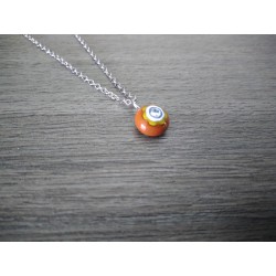 Petit pendentif de verre fusing millefiori marron créatrice bijoux artisanaux vendée