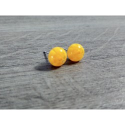 Boucles d'oreilles puce verre fusing millefiori jaune orangé