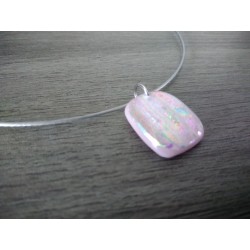 black and pink dichroïc glass necklace fusing