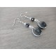 Boucles d'oreilles fantaisie céramique rondes terre noir