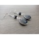 Boucles d'oreilles fantaisie céramique rondes terre noir