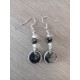 Boucles d'oreilles fantaisie céramique rondes terre noir