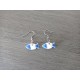 Boucles d'oreilles céramique bleu gris ovale