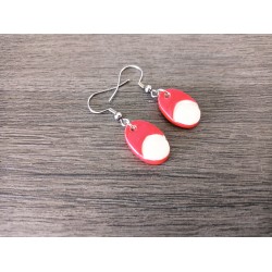 Fancy ceramic earrings half red moon