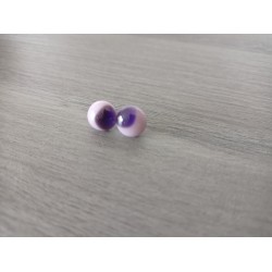 Boucles d'oreilles puce verre fusing rose et violet.