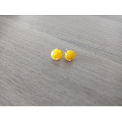 Earrings chip glass fusing millefiori yellow