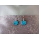 Boucles d'oreilles céramique bleu jade fleurs