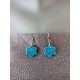 Boucles d'oreilles céramique bleu jade fleurs