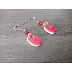 Fancy ceramic earrings half red moon