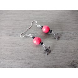 Fancy ceramic earrings half red moon
