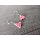 Boucles d'oreilles fantaisie céramique cœur rose