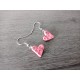 Boucles d'oreilles fantaisie céramique cœur rose