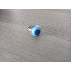 Ring glass fusing blue stainless steel creation