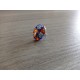 Bague verre fusing bleue orange rouge millefiori