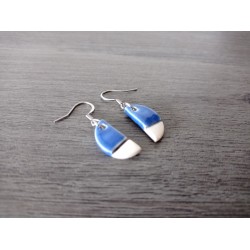 Oval blue ceramic earrings