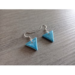 Green triangle earrings