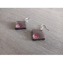 Red and white grey ceramic earrings