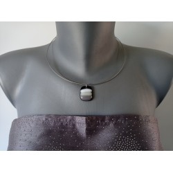 black and grey fusing glass necklace