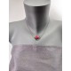 Collier perle rouge nid d'abeille céramique sur chaine d'acier inoxydable.