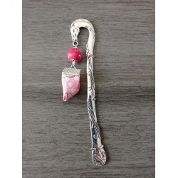 Ceramic pink and silver metal bookmark