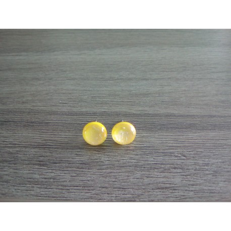 Boucles d'oreilles puce verre fusing dichroic jaune citron